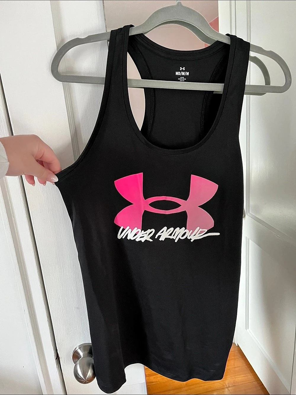 Under Armour Women's UA Sportstyle Graphic Tank Black & Pink Medium